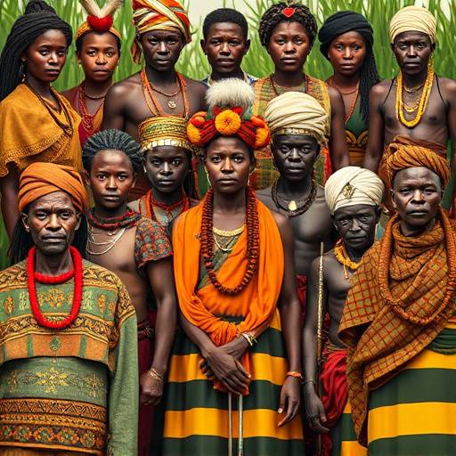 A collage showcasing people from various Ugandan tribes in their traditional attire.