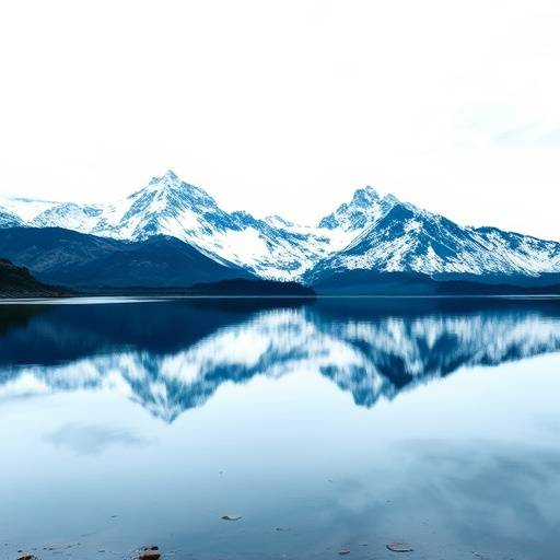 Snow-capped peaks of the Rwenzori Mountains reflecting in a glacial lake