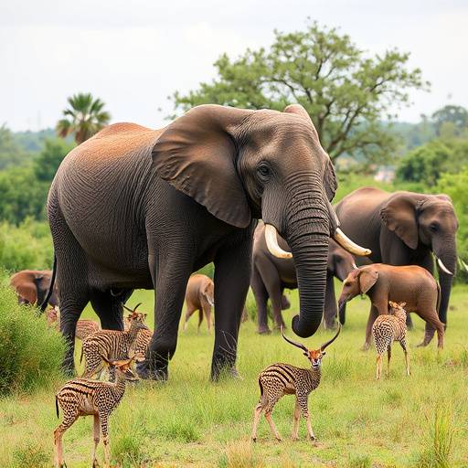 Wildlife viewing in Queen Elizabeth National Park featuring elephants and Ugandan Kobs